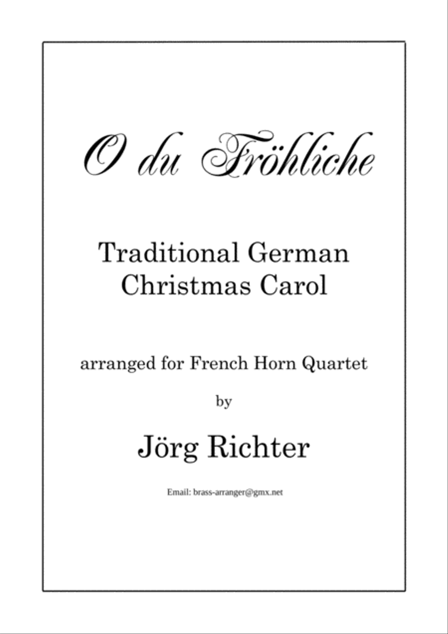 O, how joyful (O du Fröhliche) for French Horn Quartet Brass Quartet scores gallery preview page 1