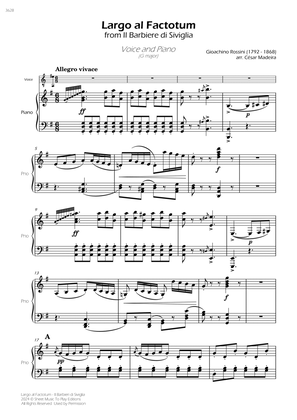 Largo al Factotum - Voice and Piano - G Major (Full Score)