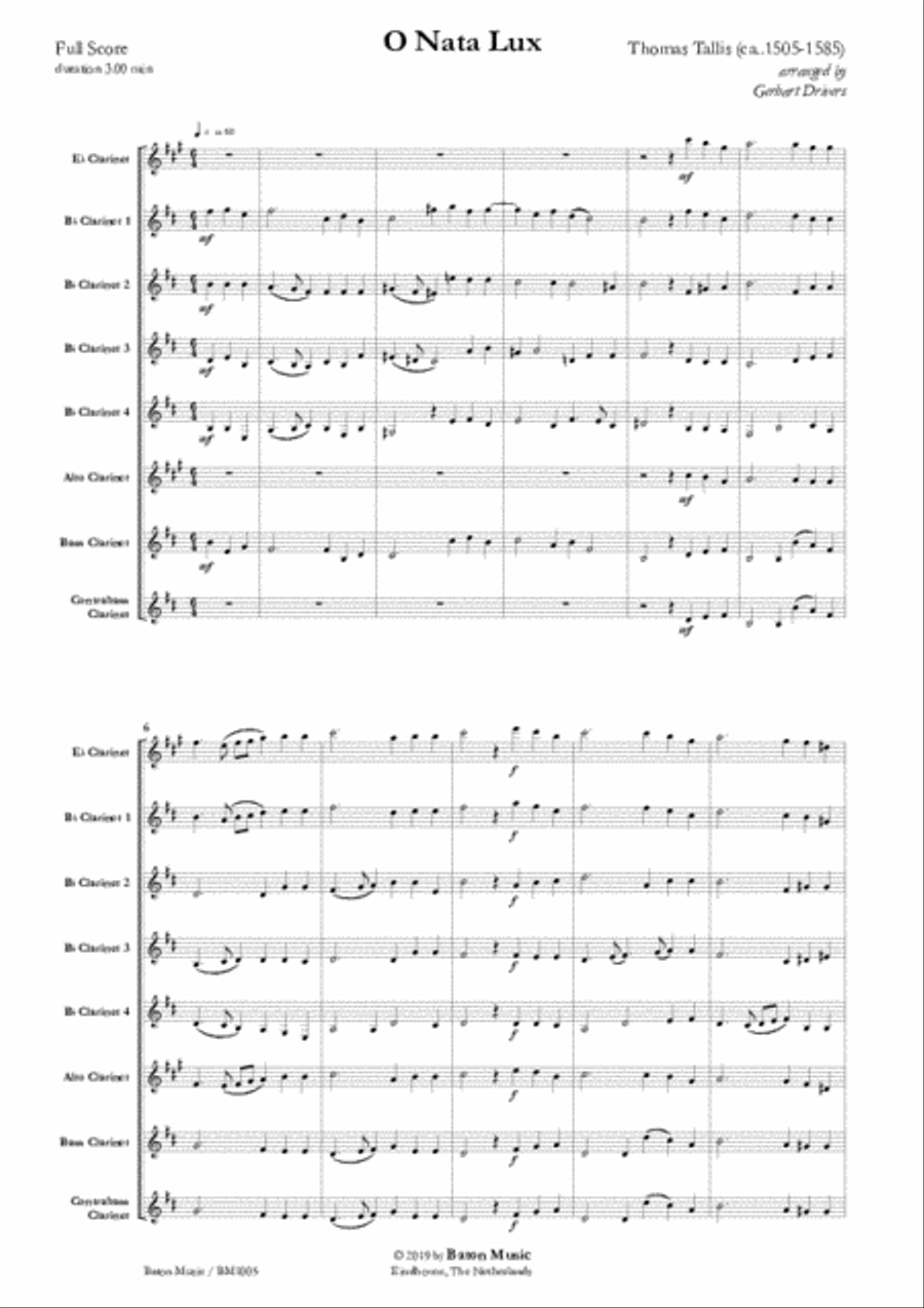 O Nata Lux Clarinet Choir scores gallery preview page 2