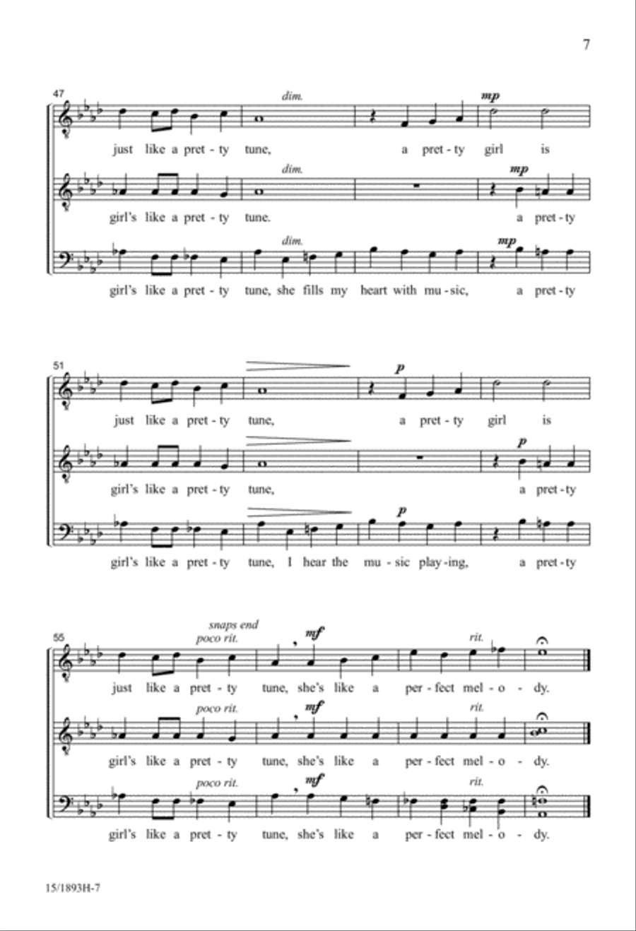 A Pretty Girl is Like a Melody TTB scores gallery preview page 7