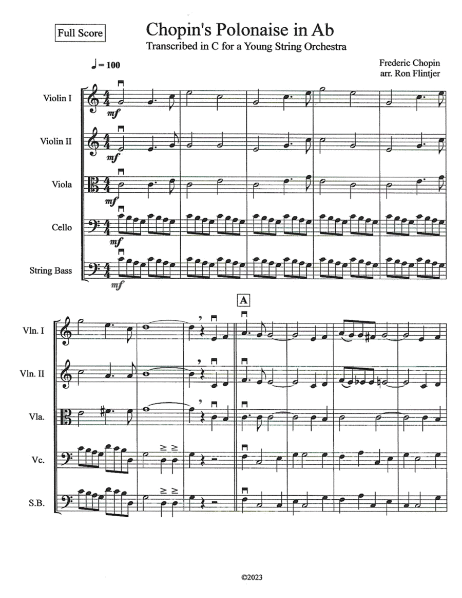 Chopin's Polonaise in Ab String Orchestra scores gallery preview page 1