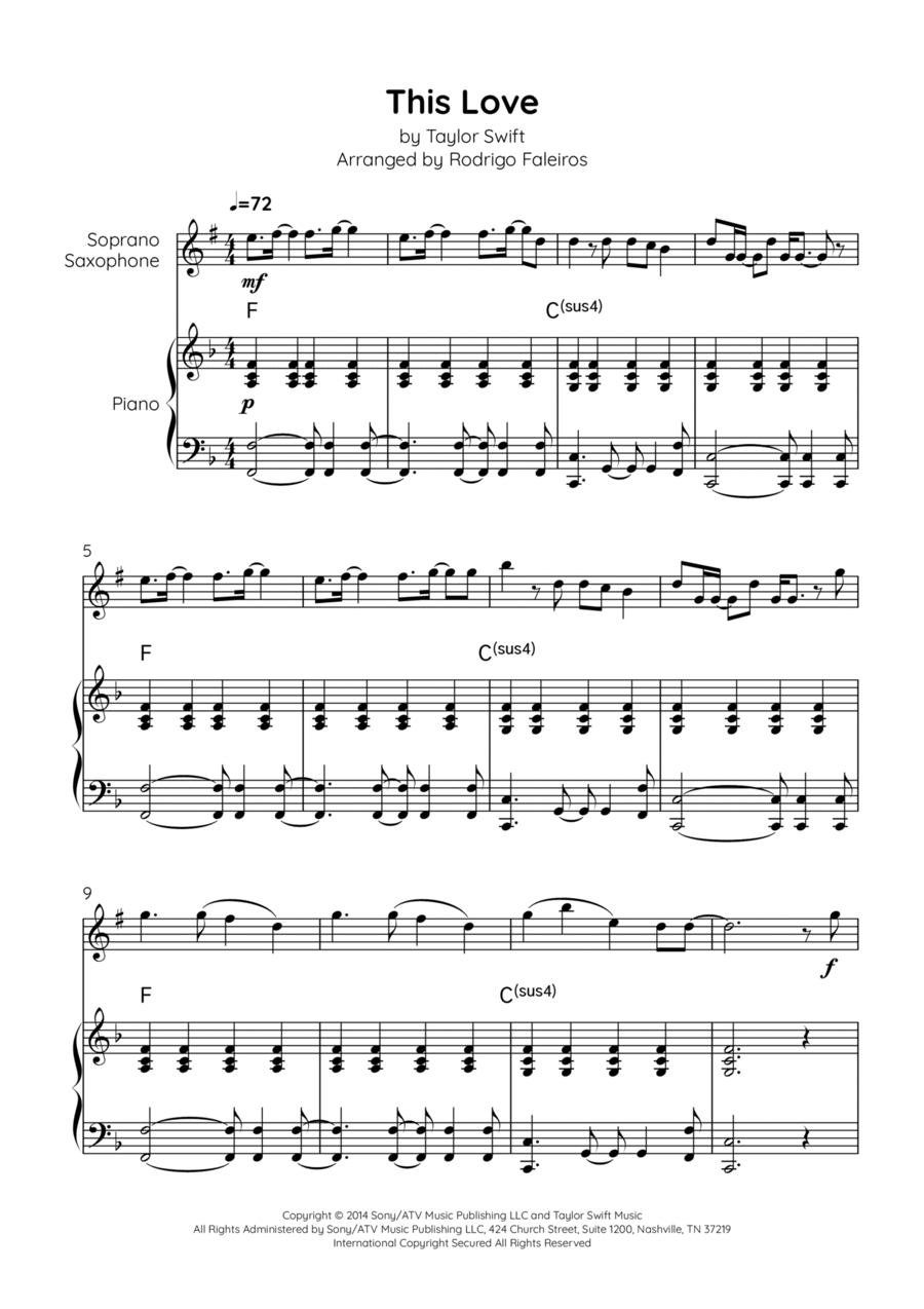 This Love Soprano Saxophone scores gallery preview page 1