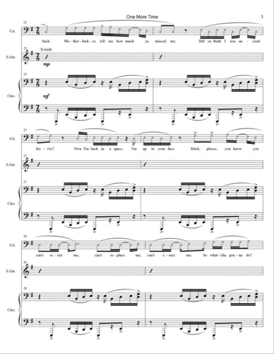 One More Time Piano, Vocal, Guitar scores gallery preview page 3