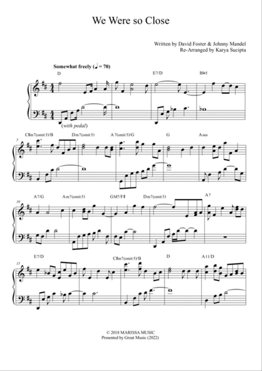 We Were So Close We Were So Close Piano Solo scores gallery preview page 2