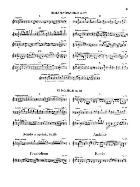 Various Piano Works, Including Complete Bagatelles