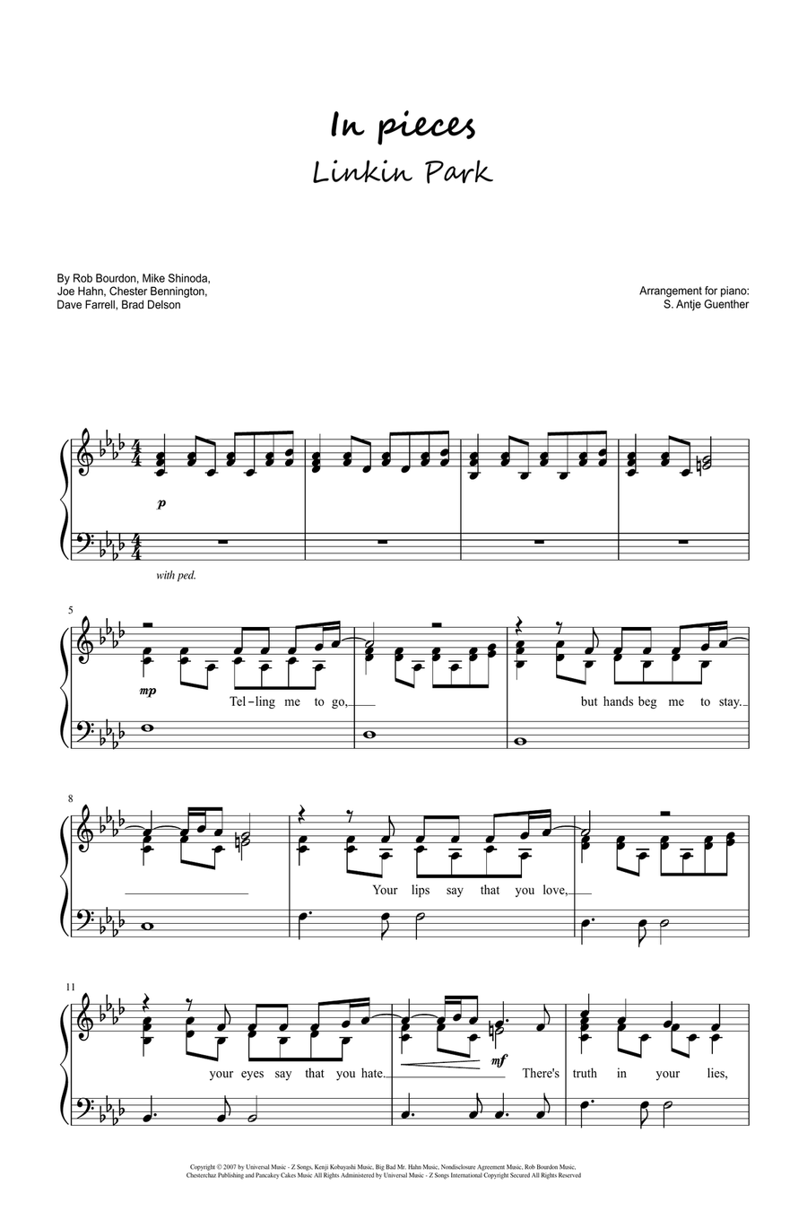 In Pieces In Pieces Piano Solo scores gallery preview page 1