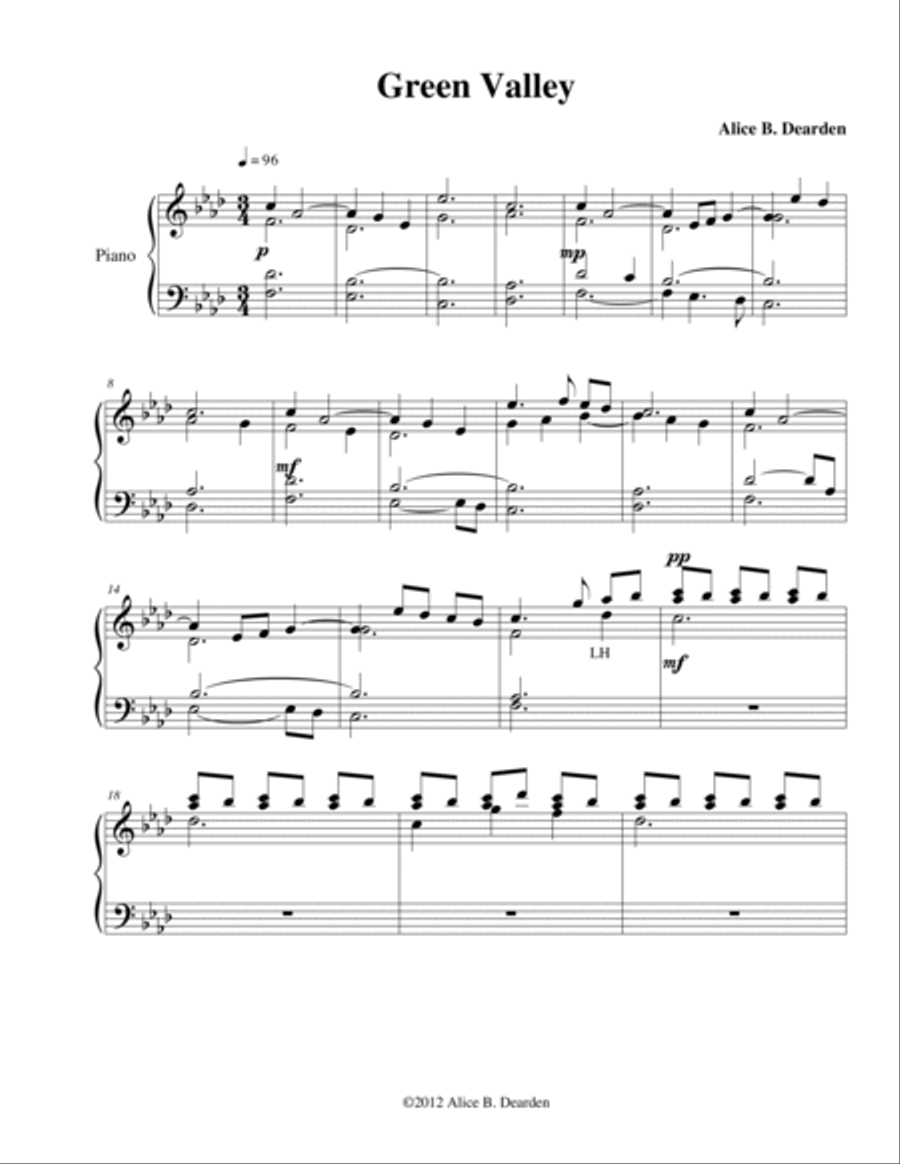 Green Valley Piano Solo scores gallery preview page 2