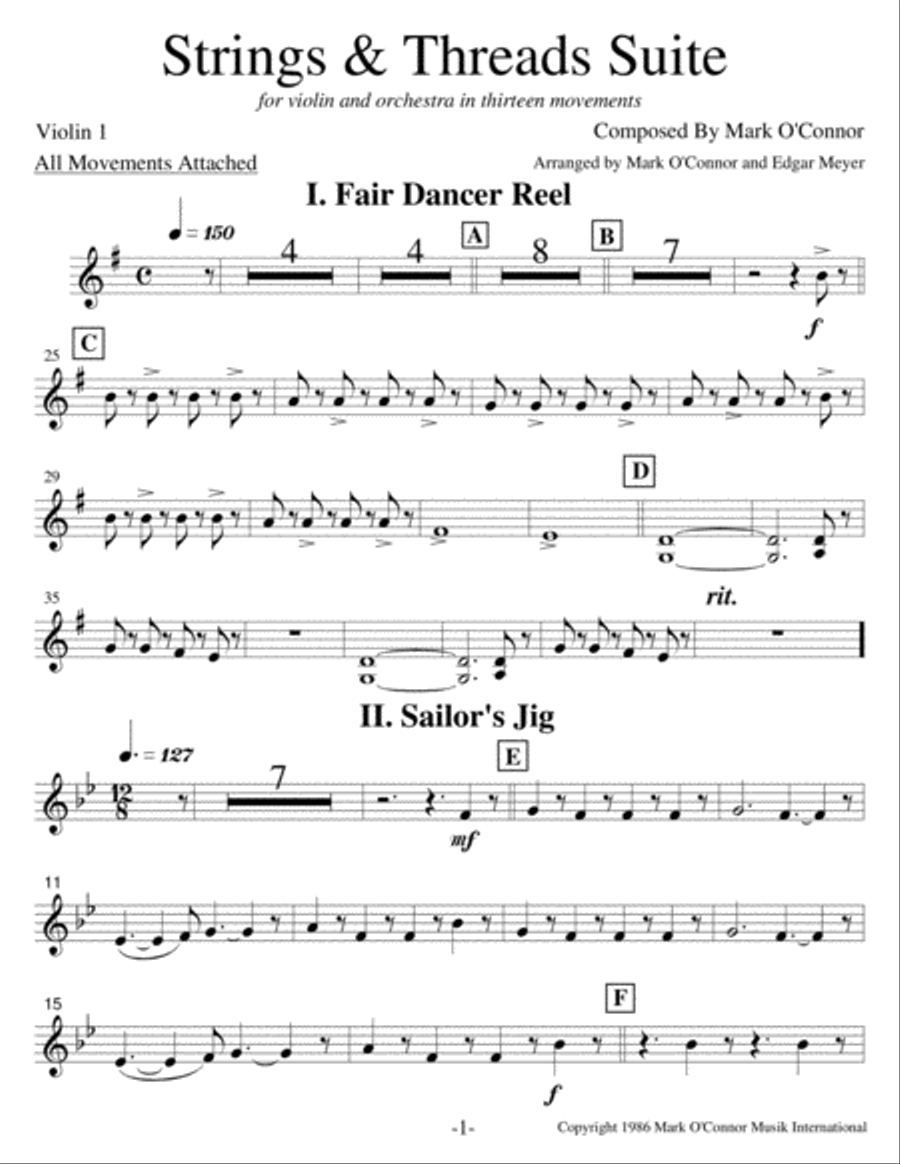 Strings & Threads Suite (string parts - for violin and string orchestra) String Orchestra scores gallery preview page 4