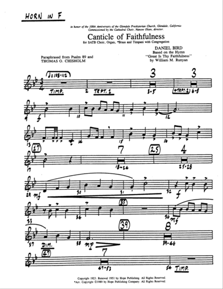 Canticle of Faithfulness- Brass Parts-Digital Download Choir scores gallery preview page 9