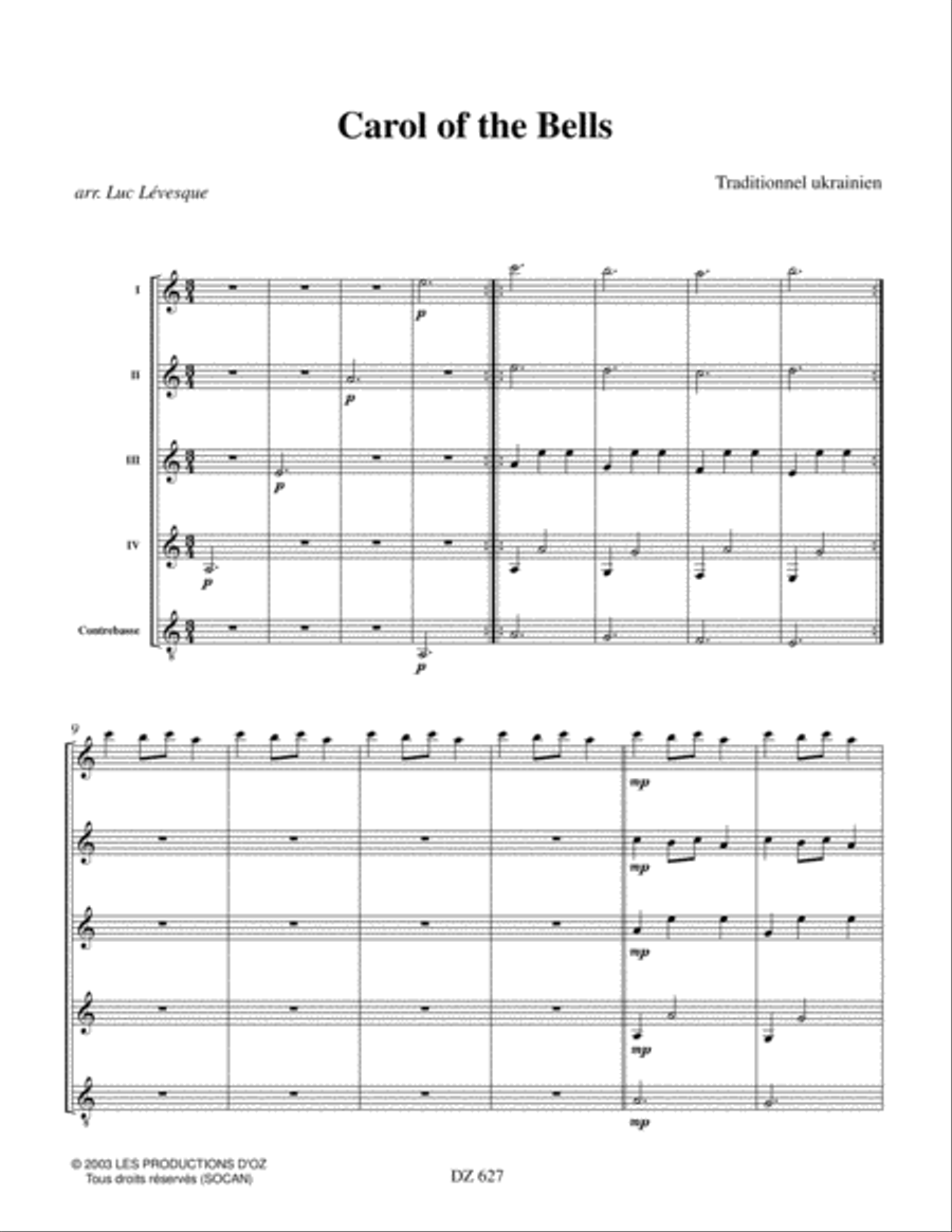 Carol of the Bells Carol of the Bells Guitar Ensemble scores gallery preview page 3