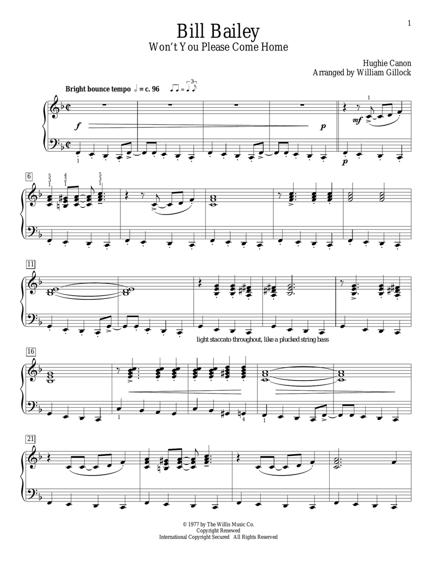 Bill Bailey Bill Bailey Piano Method scores gallery preview page 1
