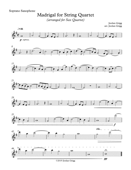 Madrigal for String Quartet (arranged for Sax Quartet) image number null