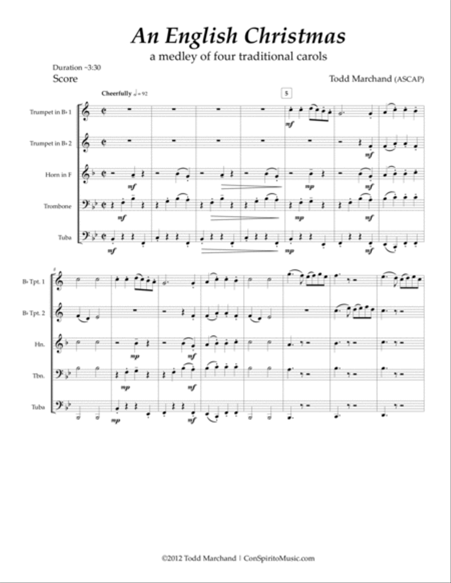 An English Christmas - brass quintet Brass Quintet scores gallery preview page 2