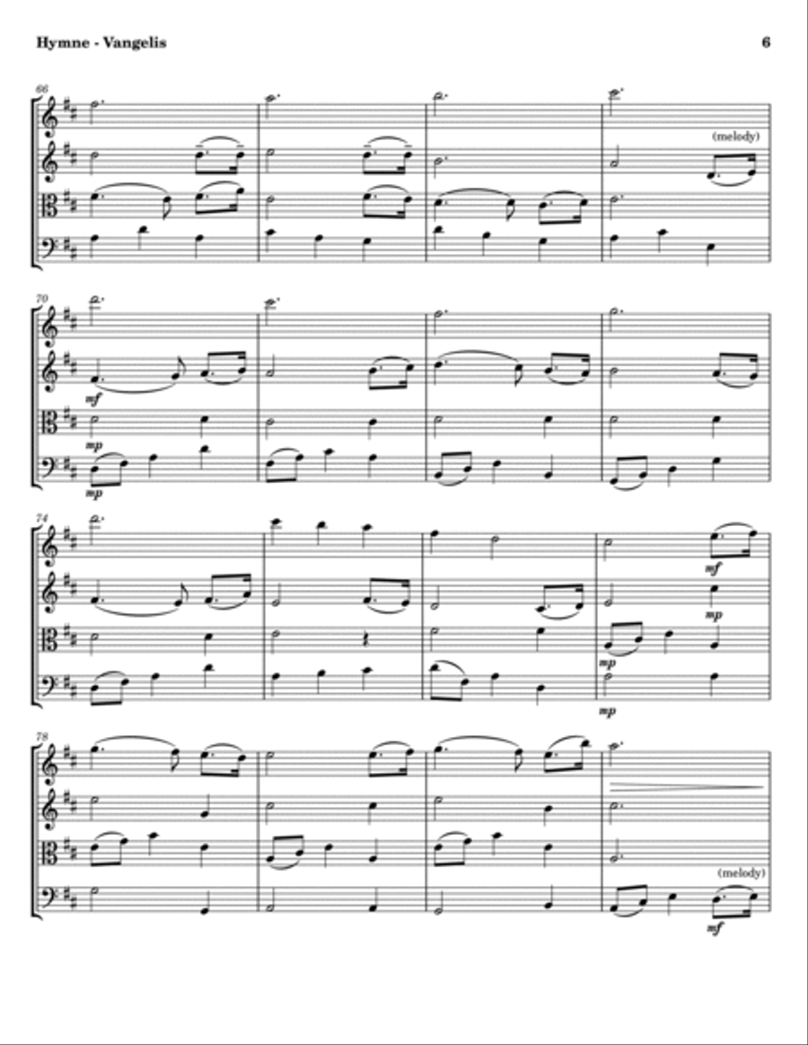 Hymne Hymne String Quartet scores gallery preview page 6