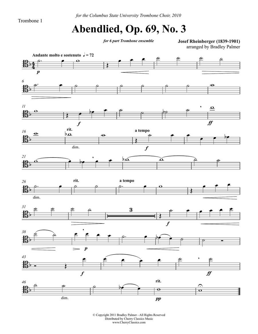 Abendlied, Op. 69, No. 3 Brass Ensemble scores gallery preview page 5