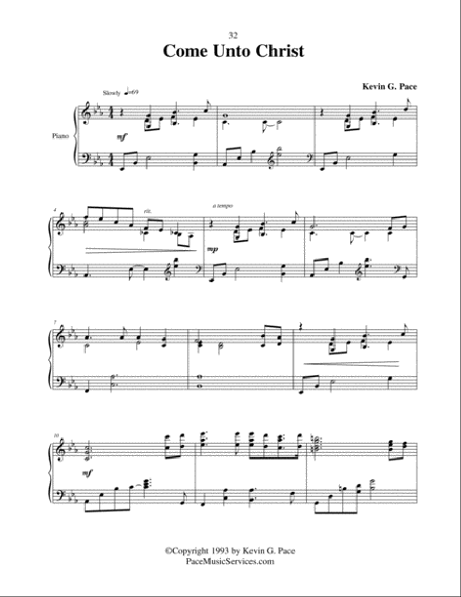Come Unto Christ - original piano solo prelude Piano Solo scores gallery preview page 2