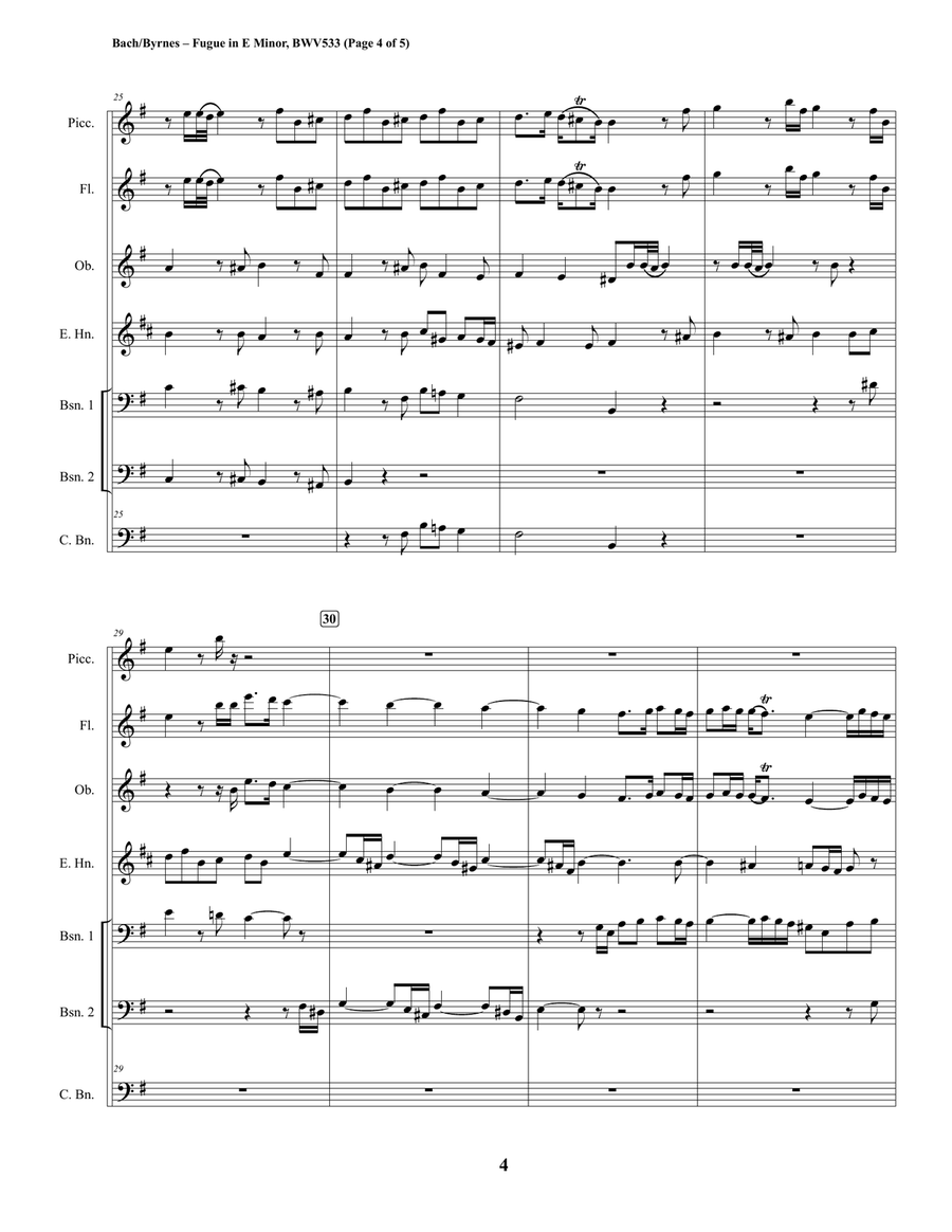 Fugue in E Minor, BWV 533 (Double Reed Quintet + Piccolo & Flute) English Horn scores gallery preview page 4