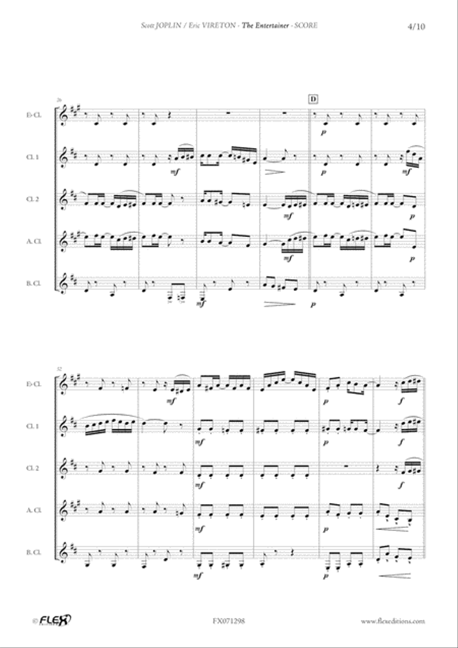 The Entertainer Clarinet Quintet scores gallery preview page 4
