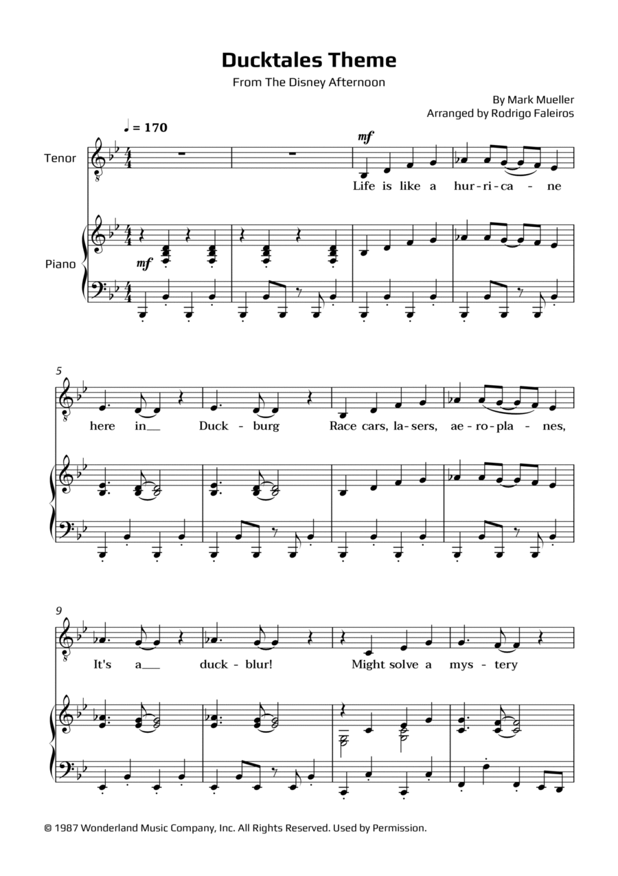 Ducktales Theme Ducktales Theme Chamber Music scores gallery preview page 1