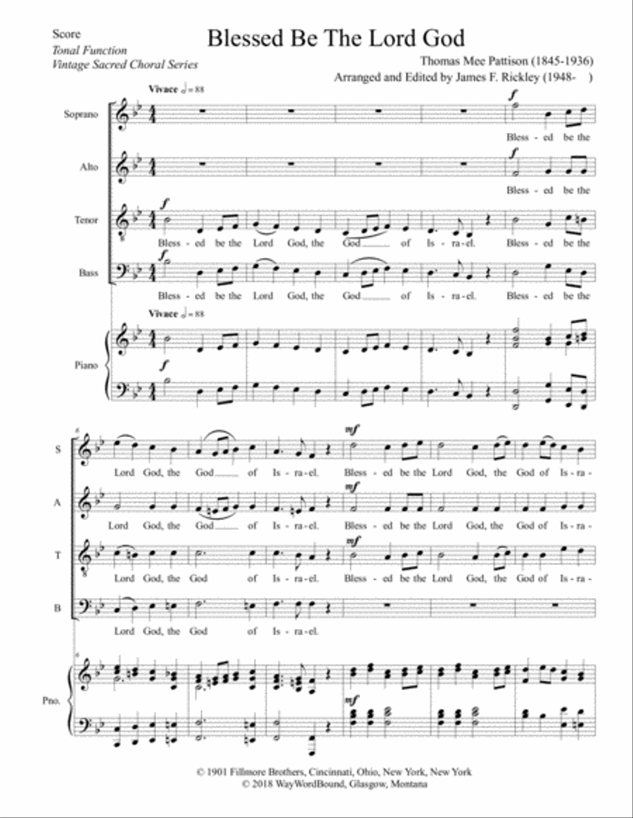 Blessed Be The Lord God 4-Part scores gallery preview page 1