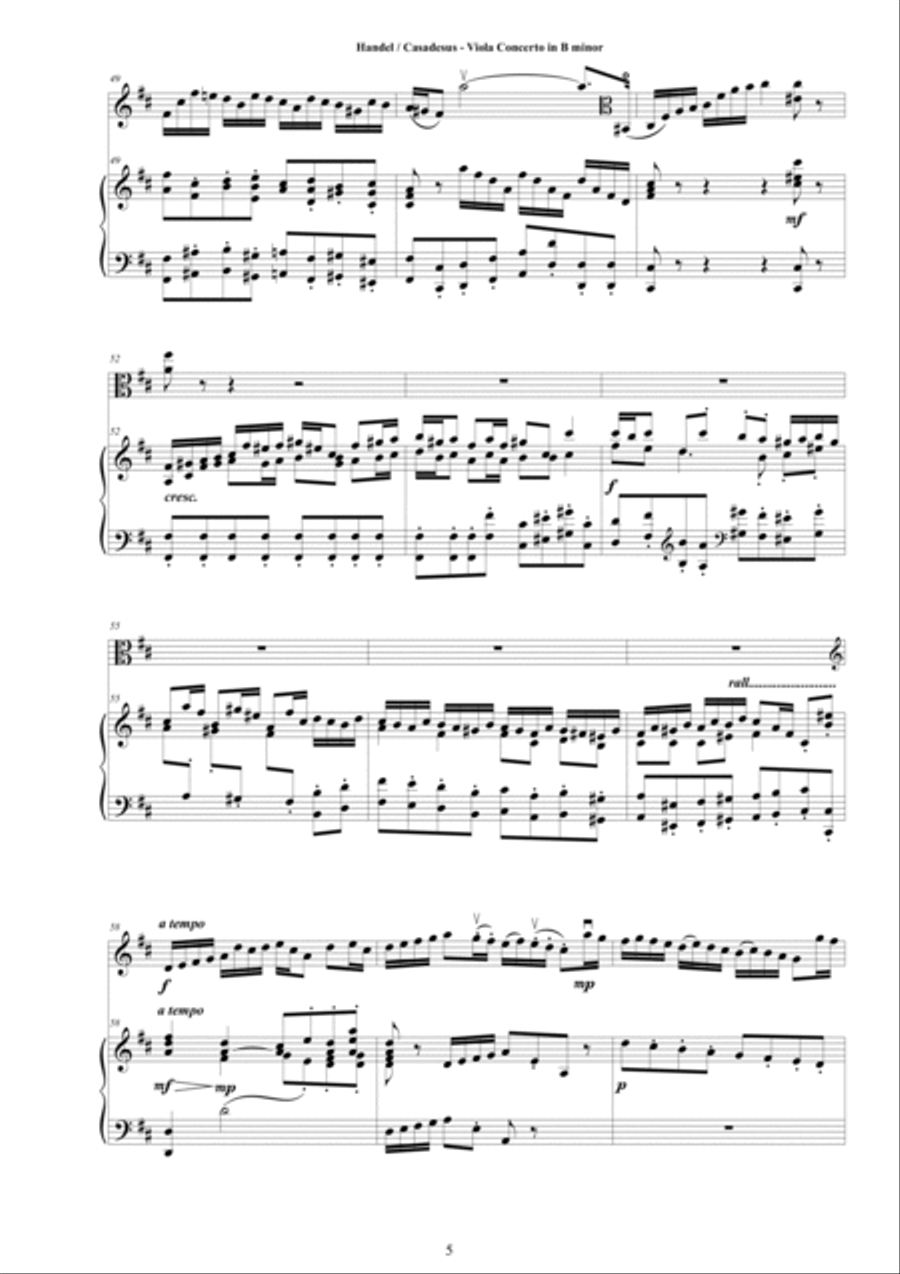 Handel-Casadesus - Viola Concerto in B minor for Viola and Piano Piano scores gallery preview page 5