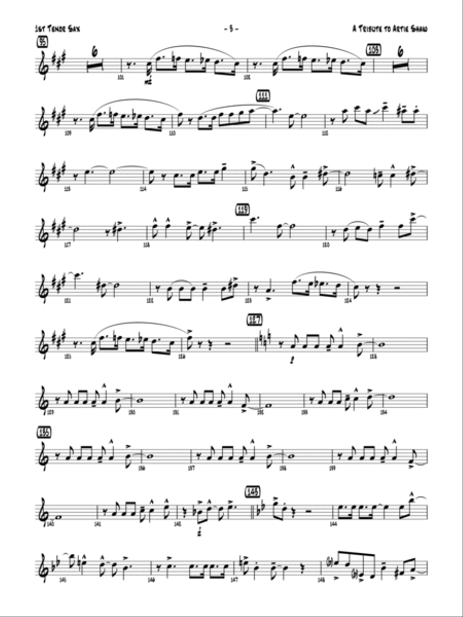 A Tribute to Artie Shaw: B-flat Tenor Saxophone Jazz Ensemble scores gallery preview page 3