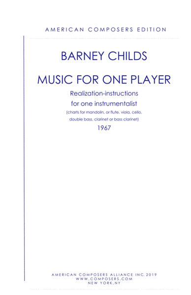 [Childs] Music for One Player