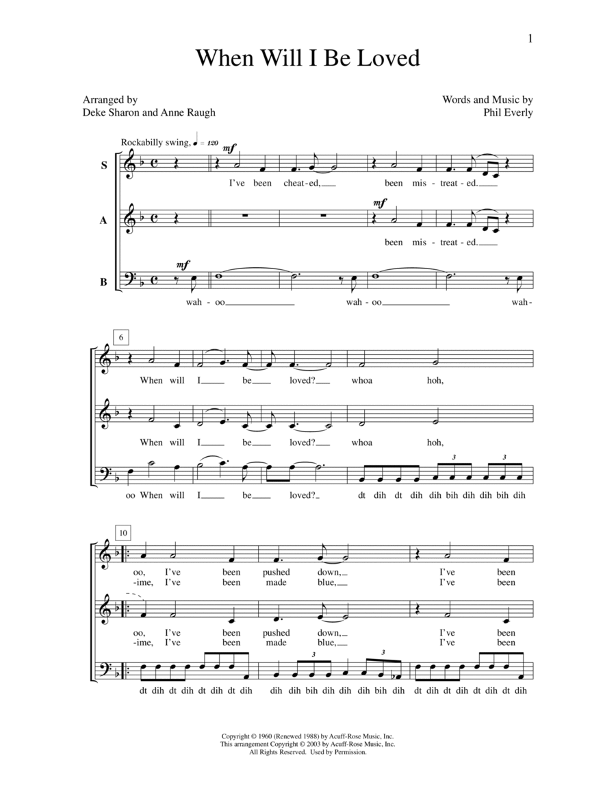 When Will I Be Loved 3-Part scores gallery preview page 1