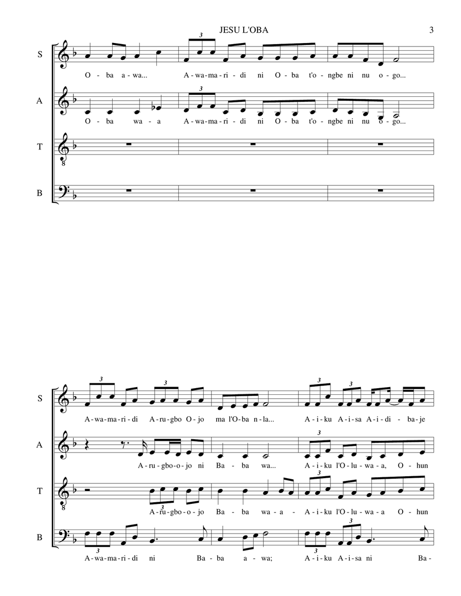 Jesu L'Oba 4-Part scores gallery preview page 3