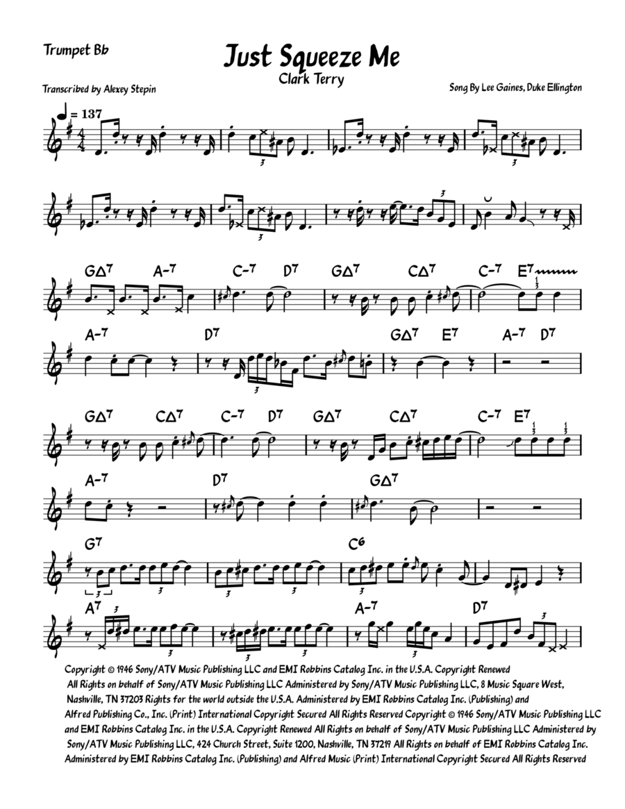 Just Squeeze Me (But Don't Tease Me) B-Flat Trumpet scores gallery preview page 1