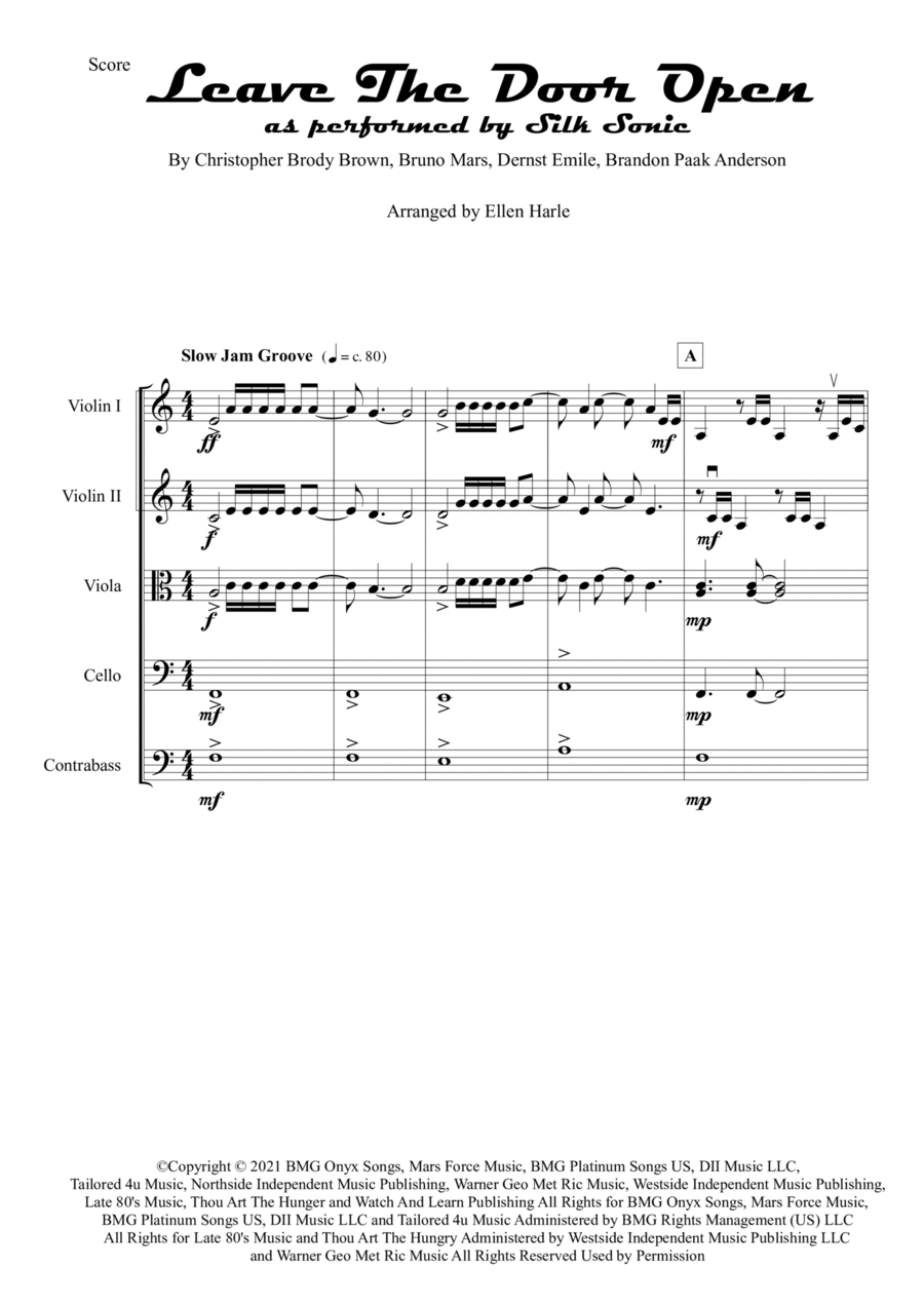 Leave The Door Open String Orchestra scores gallery preview page 1