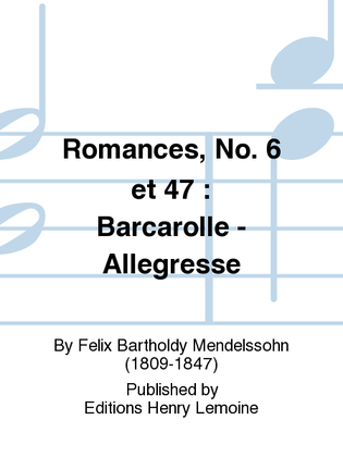 Book cover for Romances No. 6 et 47: Barcarolle - Allegresse
