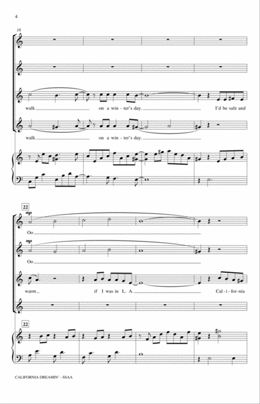 California Dreamin' (arr. Mac Huff) SSAA scores gallery preview page 4