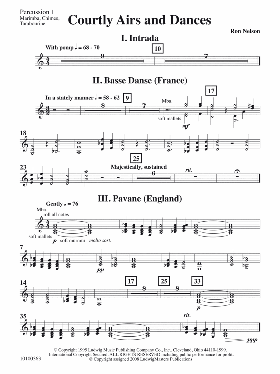 Courtly Airs and Dances - Percussion 1 Concert Band scores gallery preview page 1