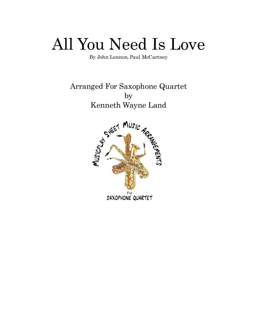 All You Need Is Love Saxophone Quartet scores gallery preview page 1