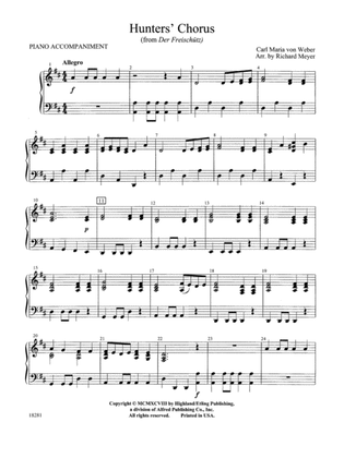 Hunters' Chorus from Der Freischutz: Piano Accompaniment