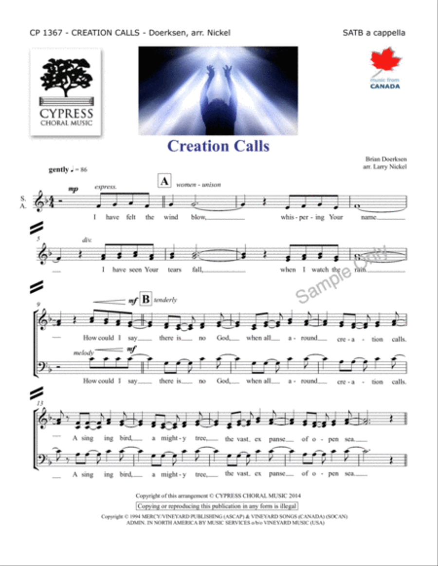 Creation Calls A Cappella Version 4-Part scores gallery preview page 2