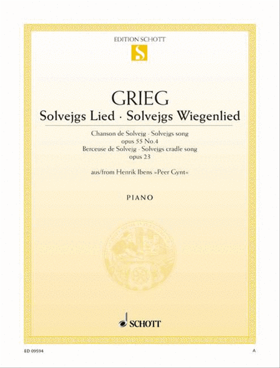 Solvejg's Song and Solvejg's Cradle Song Piano Solo scores gallery preview page 1