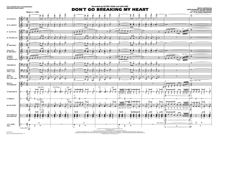Don't Go Breaking My Heart - Conductor Score (Full Score) Marching Band scores gallery preview page 2