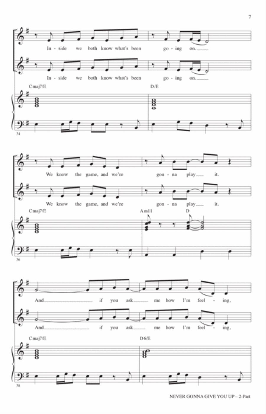 Never Gonna Give You Up (arr. Roger Emerson) 2-Part scores gallery preview page 6