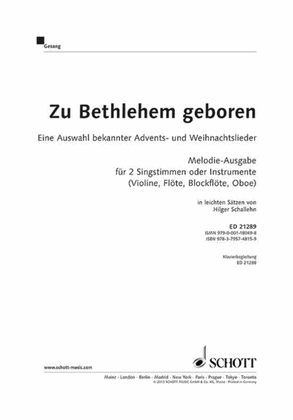 Zu Bethlehem Geboren Melody Line - 2 Voices Or 2-part Choir (german)
