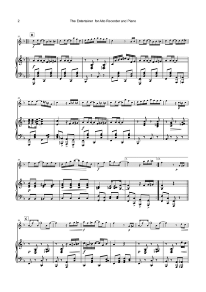The Entertainer, by Scott Joplin, for Alto Recorder and Piano