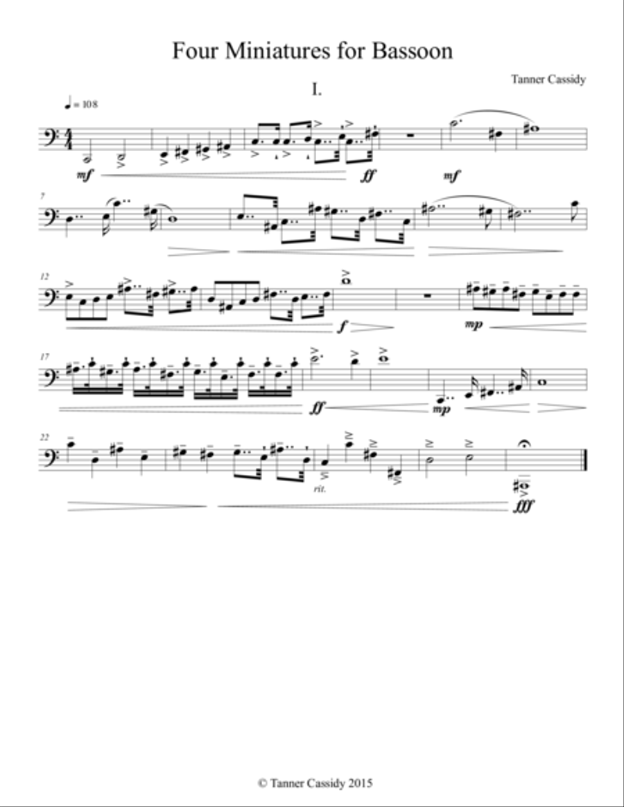 Four Miniatures for Bassoon Bassoon Solo scores gallery preview page 1