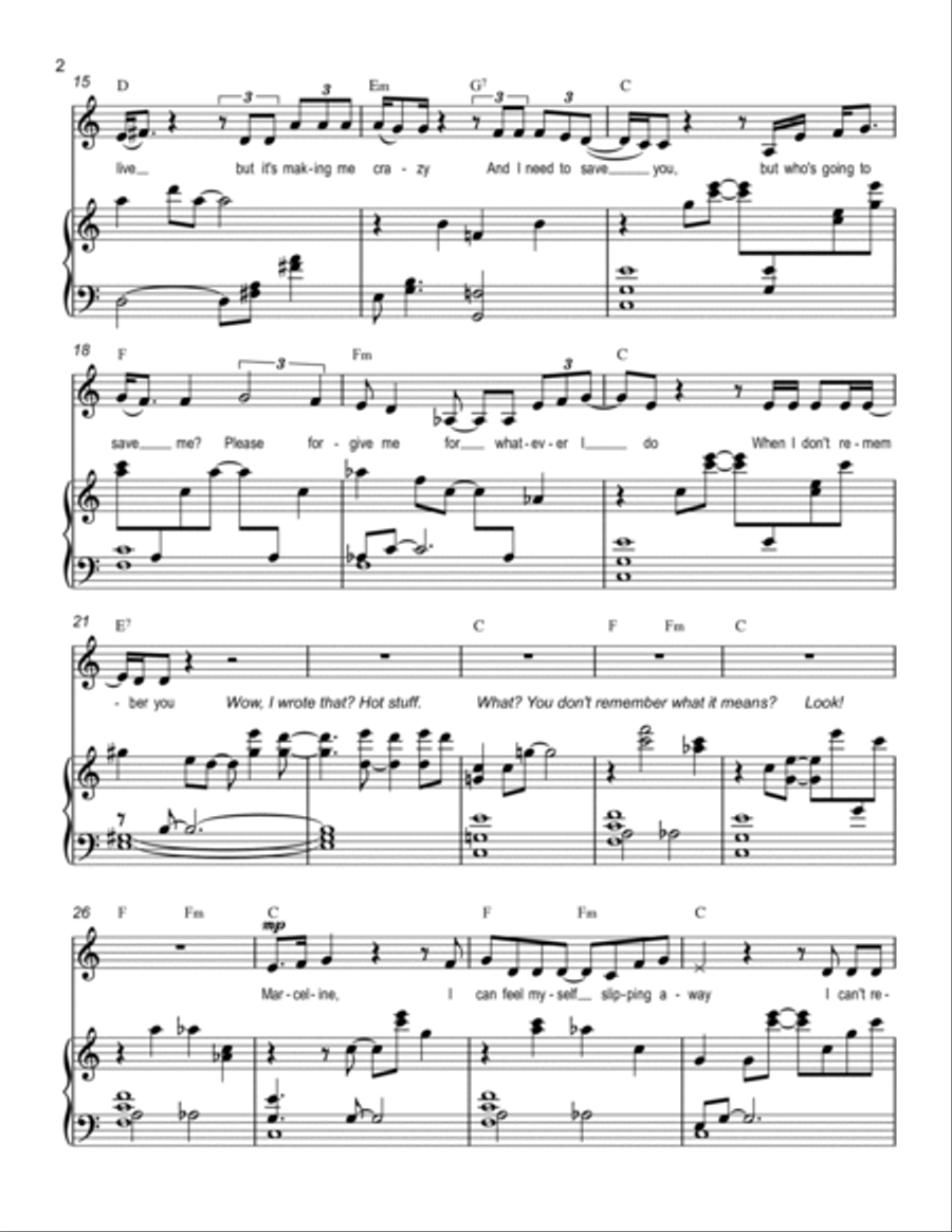 Remember You, from Adventure Time Voice scores gallery preview page 2