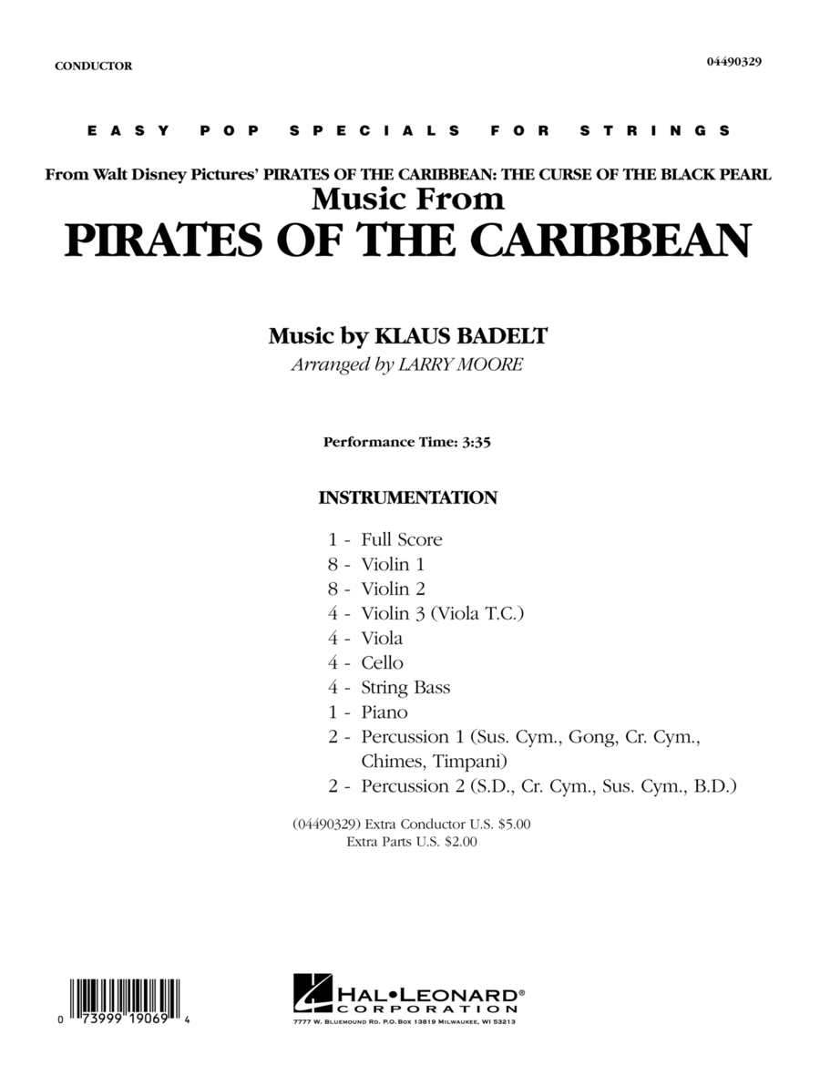 Book cover for Music from Pirates Of The Caribbean (arr. Larry Moore) - Full Score