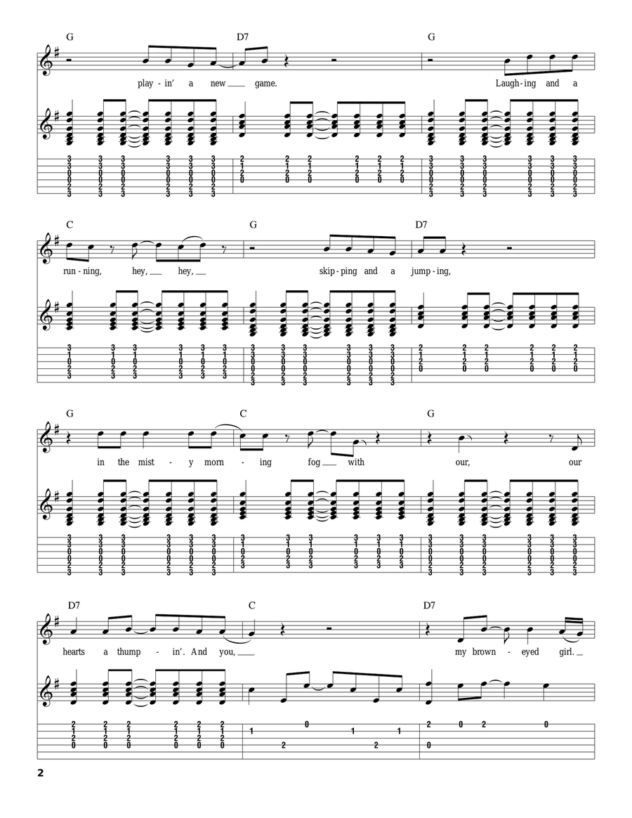 Brown Eyed Girl Acoustic Guitar scores gallery preview page 2