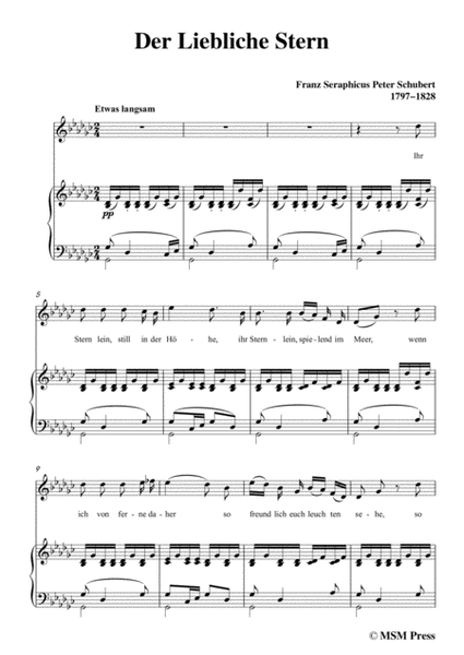 Schubert-Der Liebliche Stern,in G flat Major,for Voice&Piano image number null