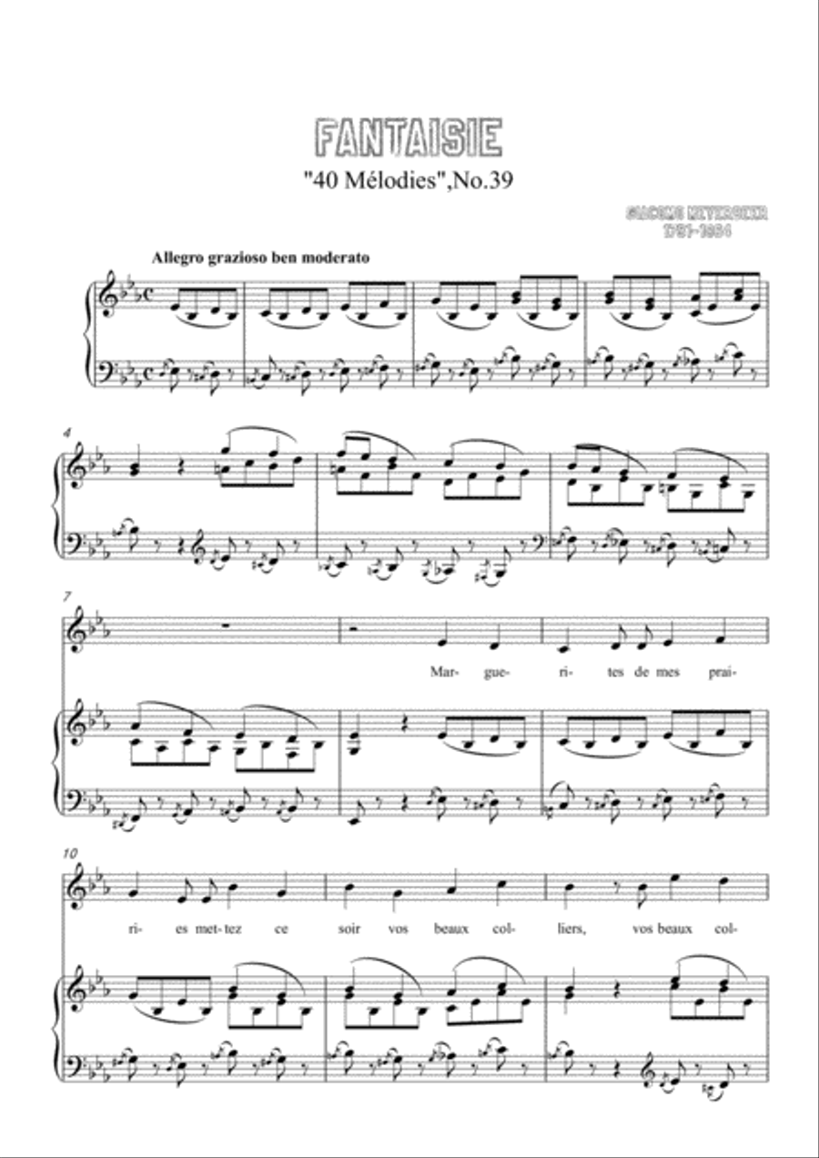Meyerbeer-Fantaisie in E flat Major,for Voice and Piano Voice Solo scores gallery preview page 3
