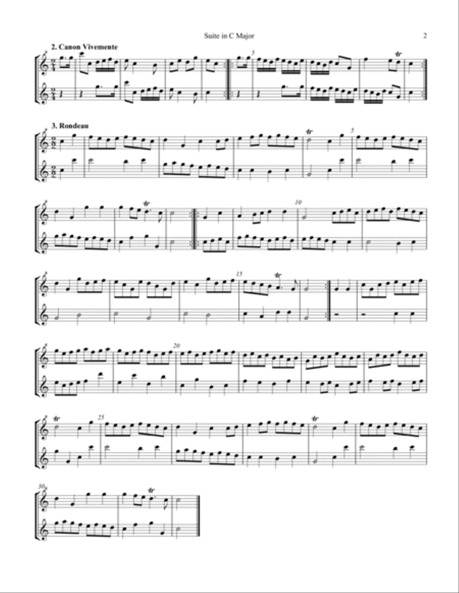 Suite in C Major for recorder duet Woodwind Duet scores gallery preview page 3