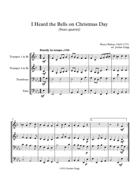 I Heard the Bells on Christmas Day (brass quartet) image number null